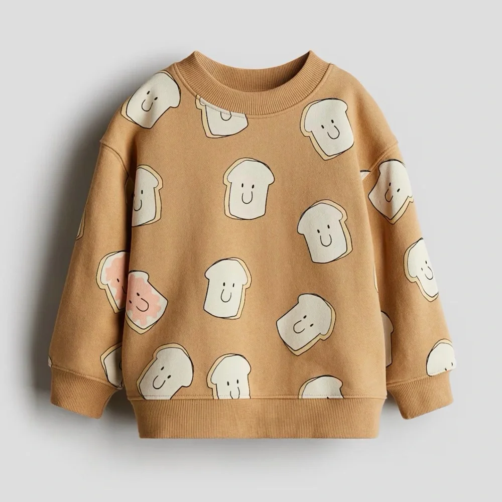 H&M Brown Toast Print Kids Sweatshirt and Jogger Set - Picture 1 of 3